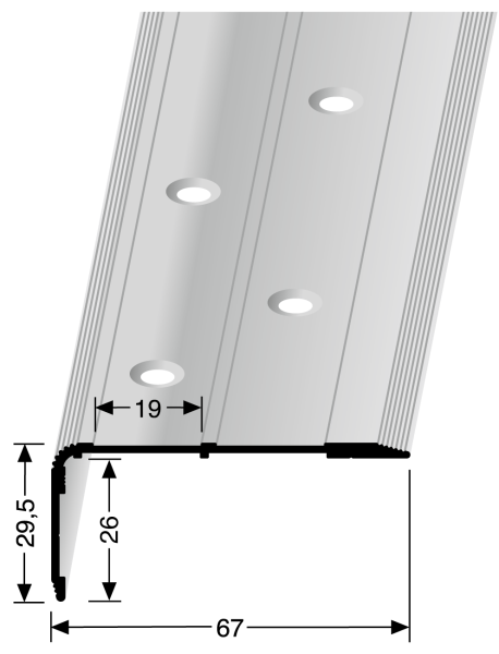 Sicherheits-Treppenkantenprofil Typ 715 doppelt versenkt gebohrt