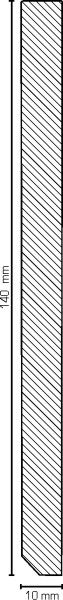 Fußleiste 10 x 140, rechteckig, weiß, lackierfähig, MDF-Kern